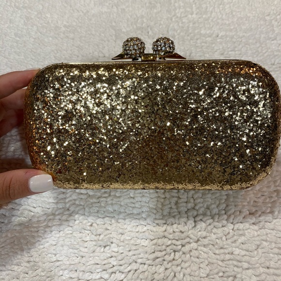 Handbags - Beautiful gold glitter and rhinestone clutch